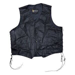 X-ELEMENT Genuine Leather Eagle Live to Ride Motorcycle Biker Vest Mens 3XL